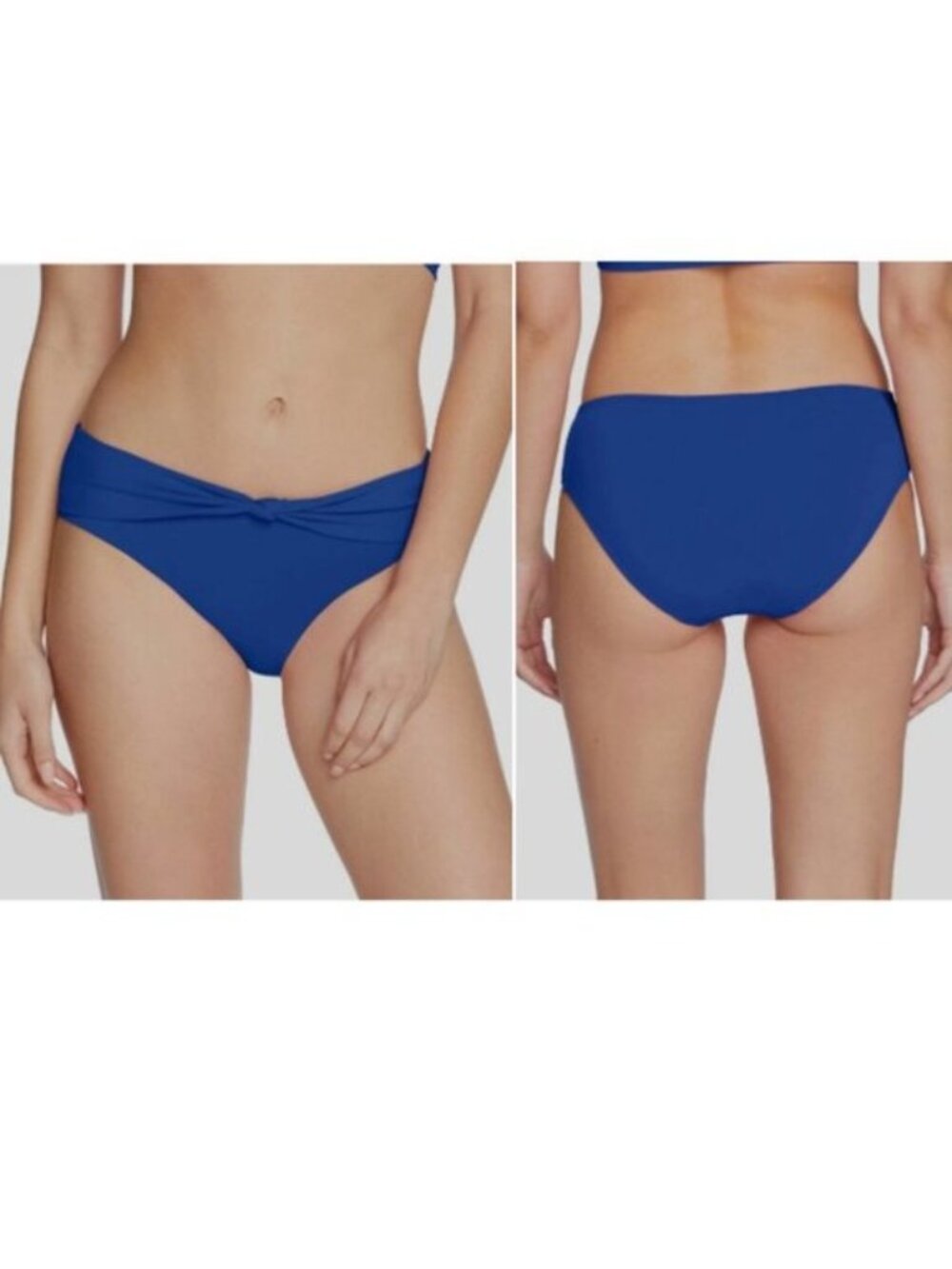 Robin Piccone Olivia Knot Front High Leg Bikini Bottoms in Blue - L